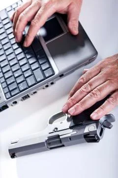 Computer criminal in action Stock Photos