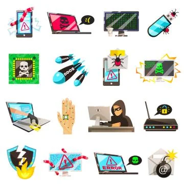 Computer Criminal Icons Collection 스톡 일러스트