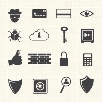 Computer criminal icons set. Stock Illustration