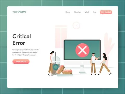 Computer Critical Error  banner of landing page Concept Illustrazione stock