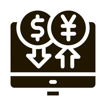 Computer currency exchange icon Vector Glyph Illustration イラスト素材