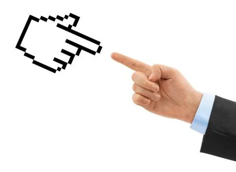 Computer cursor and hand 스톡 사진