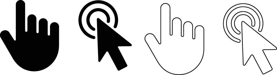 Computer cursor and hand touch point vector 스톡 일러스트