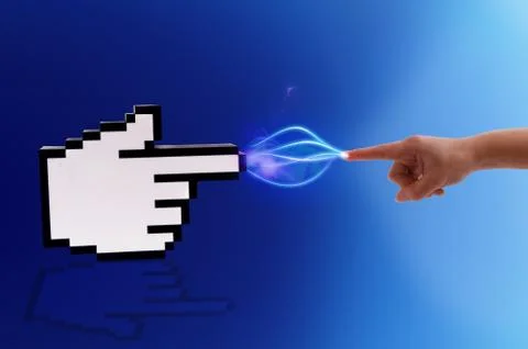 Computer cursor and human hand. イラスト素材