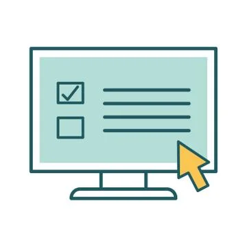 Computer with cursor arrow line and fill style icon vector design Illustrazione stock