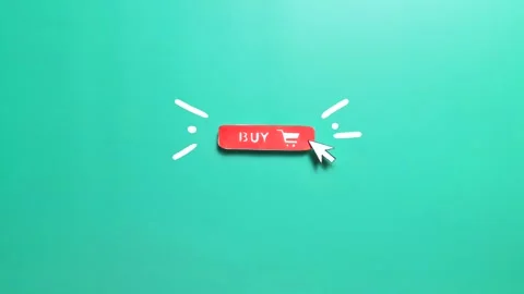 Computer Cursor Clicking Red Buy Button Stop Motion Animation Video stock 336857148