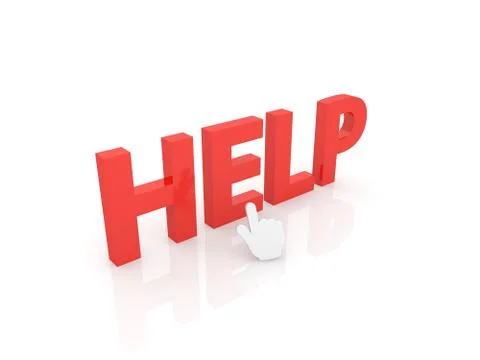 Computer cursor clicks on the inscription help. Illustrazione stock