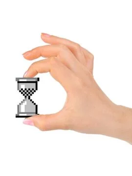 Computer cursor clock in hand Stock Photos
