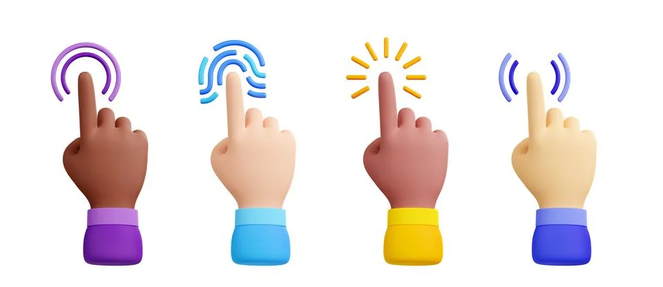 Computer cursor with hand and click icon Stock Illustration