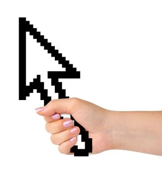 Computer cursor in hand 스톡 사진