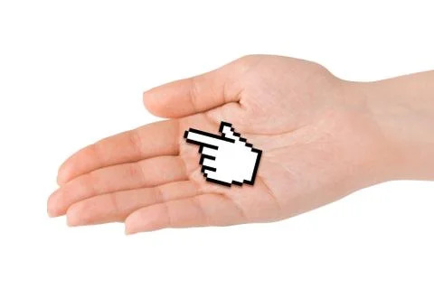 Computer cursor in hand 스톡 사진
