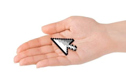 Computer cursor in hand 스톡 사진