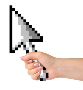 Computer cursor in hand 스톡 사진