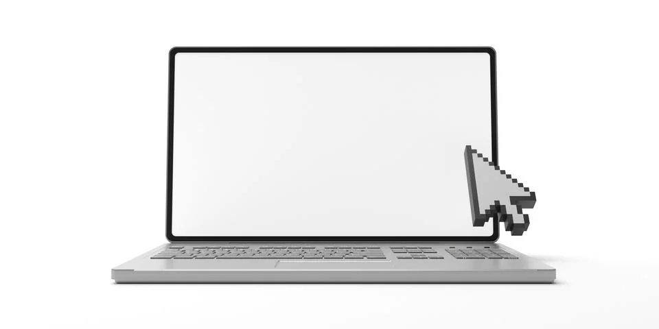 Computer cursor pointer on a laptop screen, isolated against white background Stock Illustration
