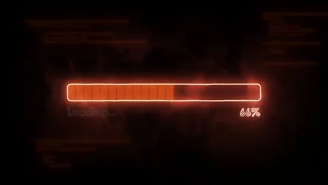 Computer cyber neon loading bar screen progress animation Stock Footage 303398143