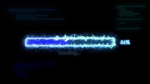 Computer cyber neon loading bar screen progress animation Stock Footage 303398317