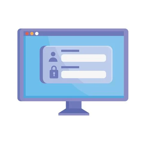 Computer with cyber security Stock Illustration