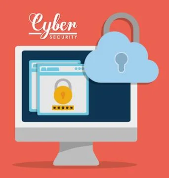 Computer cyber security system design Stock Illustration