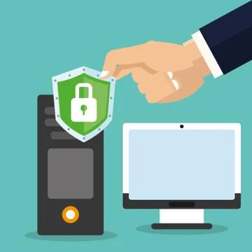 Computer cyber security system design Stock Illustration