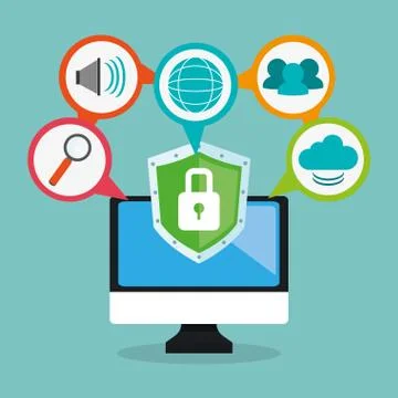 Computer cyber security system design Stock Illustration