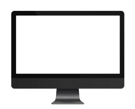 Computer dark grey display with blank white screen isolated. Vector illustration Stock Illustration