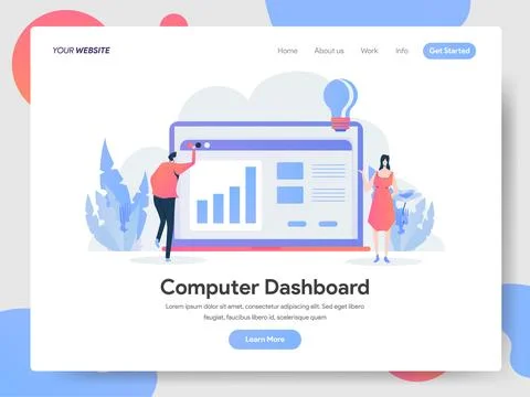 Computer Dashboard banner of landing page 스톡 일러스트