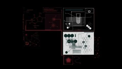 Computer dashboard shows chemistry complex and intricate infographic map. Stock Footage 276518865