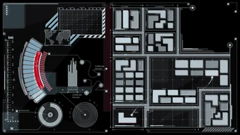 Computer dashboard shows a complex infographic structure Stock Footage 284461813
