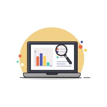 Computer Data Analysis and Search Vector Illustration. Stock Illustration