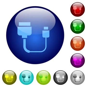 Computer data cable converter color glass buttons Stock Illustration