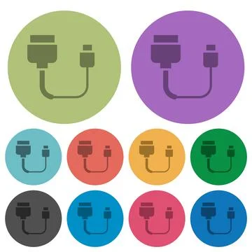 Computer data cable converter color darker flat icons Stock Illustration