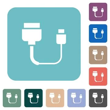 Computer data cable converter rounded square flat icons Stock Illustration
