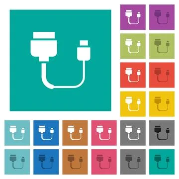 Computer data cable converter square flat multi colored icons Stock Illustration