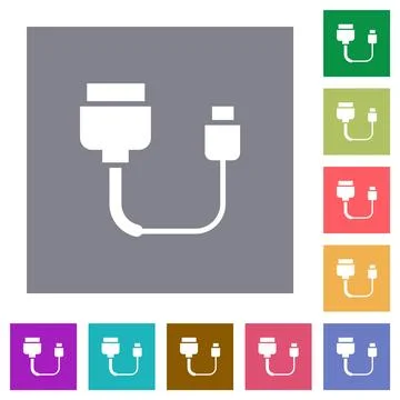 Computer data cable converter square flat icons Illustrazione stock