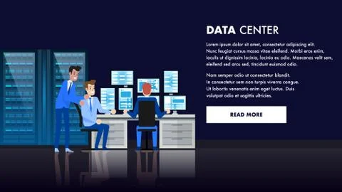Computer Data Center. Database Admin Workstation. Stock Illustration