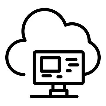 Computer data cloud icon, outline style Stock Illustration