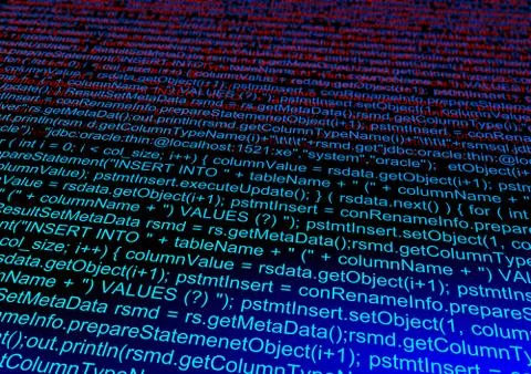 Computer data code. Abstract technology background. 3d illustration software  Stock Illustration