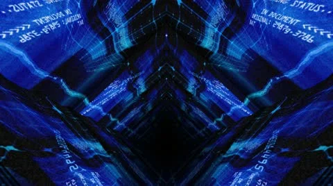 Computer data code matrix 3d tunnel Stock Footage 9867919