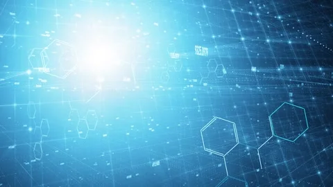 Computer data cyberspace with hexagon chemistry molecules Video stock 323323653
