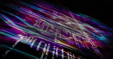 Computer data, digital fintech and futuristic coding software for hacker Stock Footage 225449173