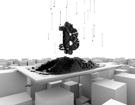 Computer data, electronic technology, Bitcoin Illustrazione stock