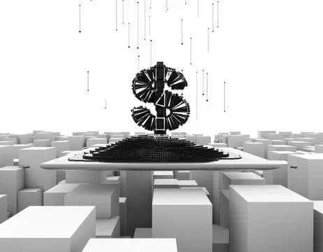 Computer data, electronic technology, dollars Stock Illustration