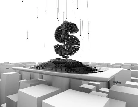 Computer data, electronic technology, dollars Stock Illustration