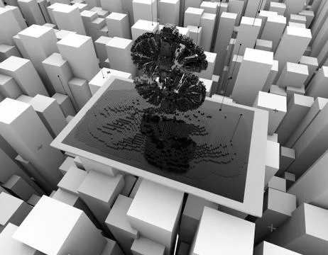 Computer data, electronic technology, dollars Stock Illustration