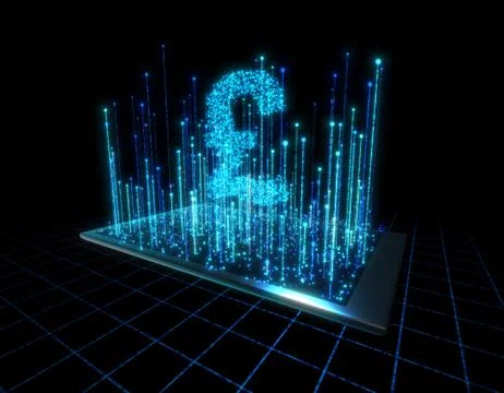 Computer data, electronic technology, GBP Illustrazione stock