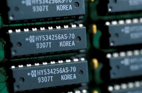 Computer data flow detail industry pcs pc close Foto stock