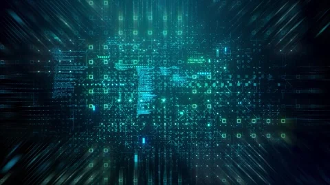 Computer data flow zoom out Video stock 246887799