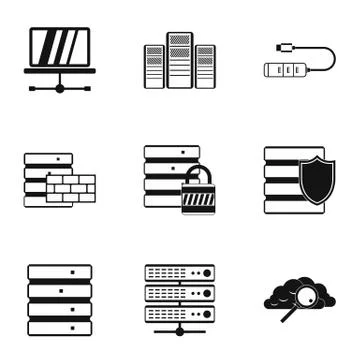 Computer data icons set, simple style イラスト素材