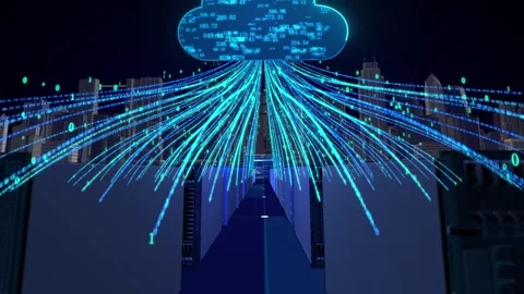 Computer data information is uploaded to the cloud server Stock Footage 295852280