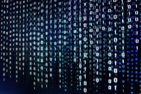 Computer data matrix. vertical digital binary code moving motion downward. li Stock Photos